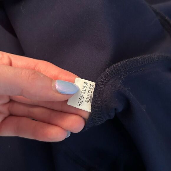 E. Kexin Vintage Blue and Coral Stitching Midi Half Sleeve Midi Dress L - Picture 7 of 7